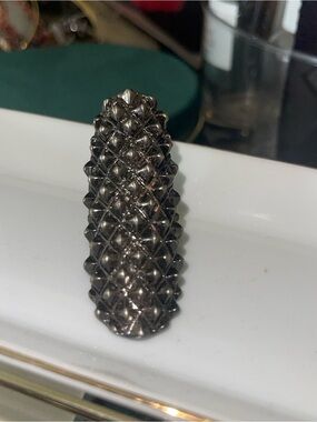 Textured Metallic Statement Ring—Gunmetal Black